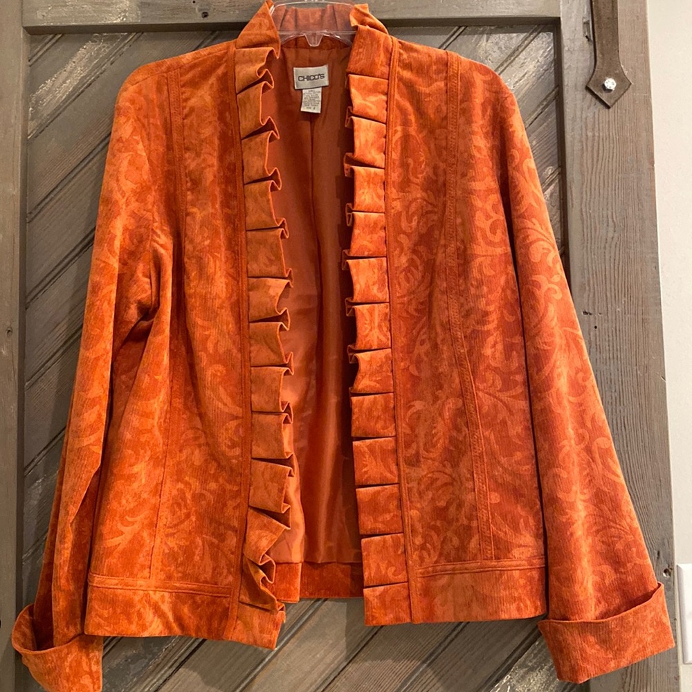 Chico’s rusty-orange corduroy fitted jacket
